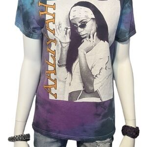 Vintage Aaliyah Purple Tie-Dye Graphic Tee Small